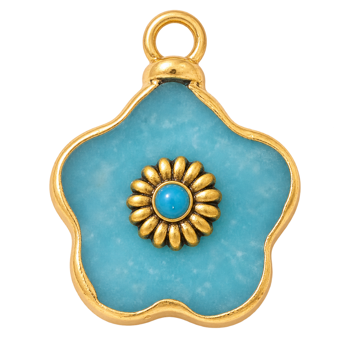 Natural Stone Flower - Blue Jade