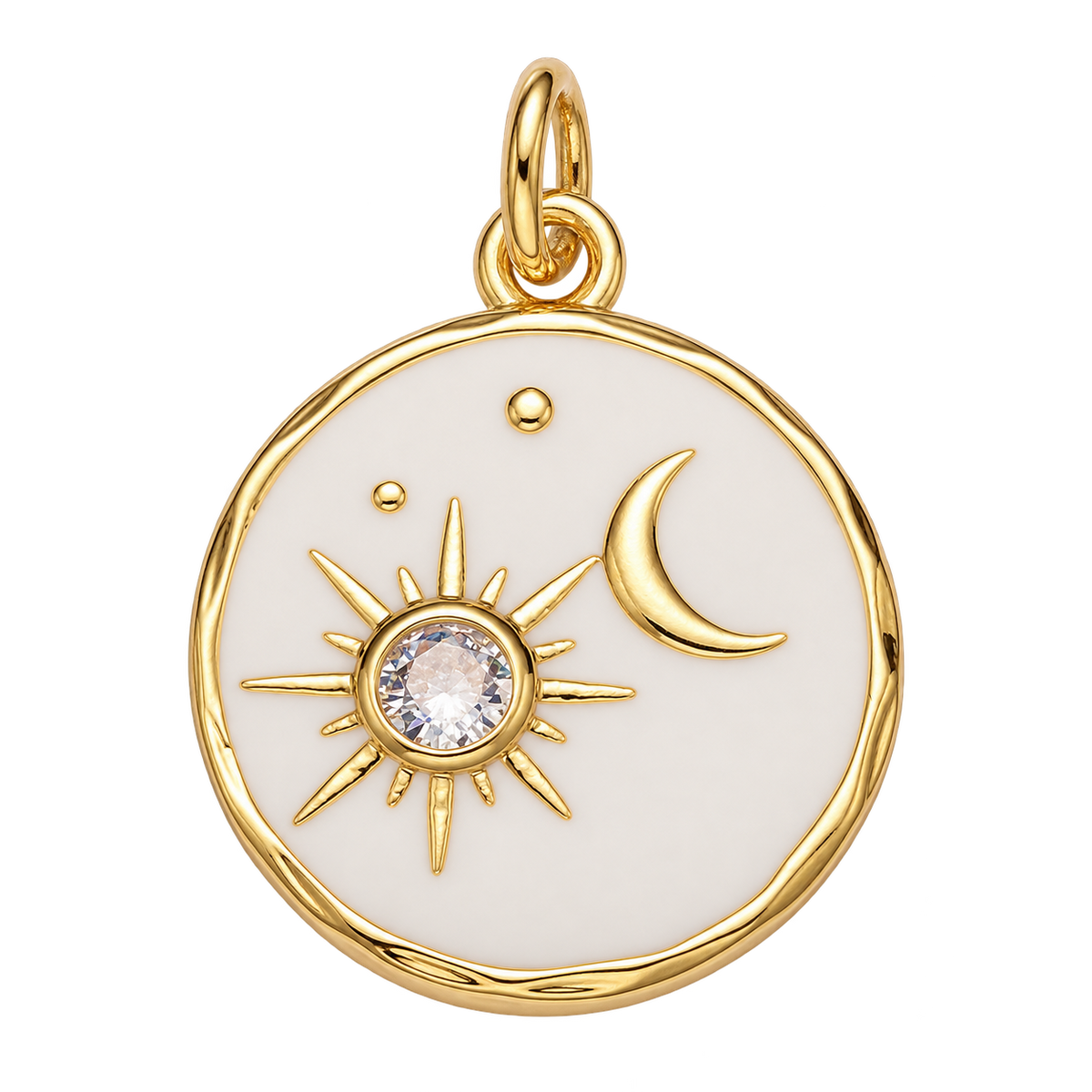 Celestial Sun Crescent Moon Round Coin Charm