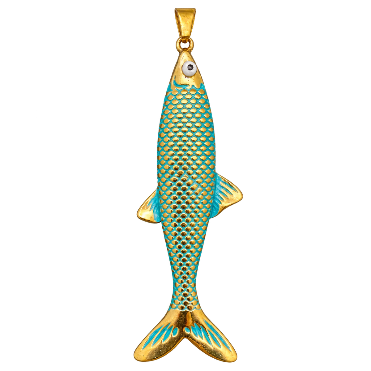 Enamel Fish - Gold & Teal