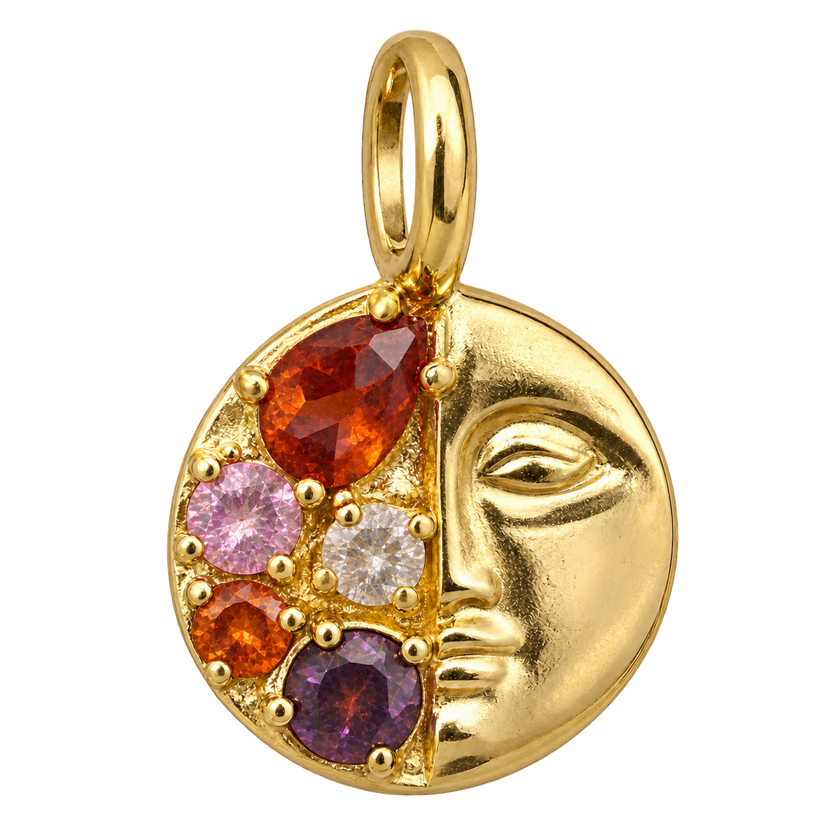 Abstract Art Rhinestone Half Face Charm - Golden