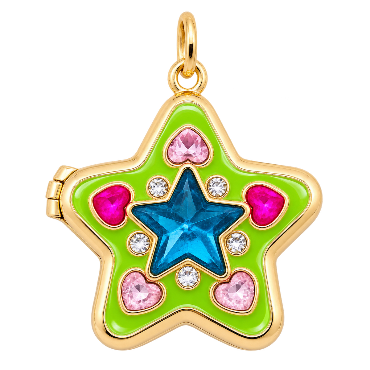 Enamel Green Star Locket Charm