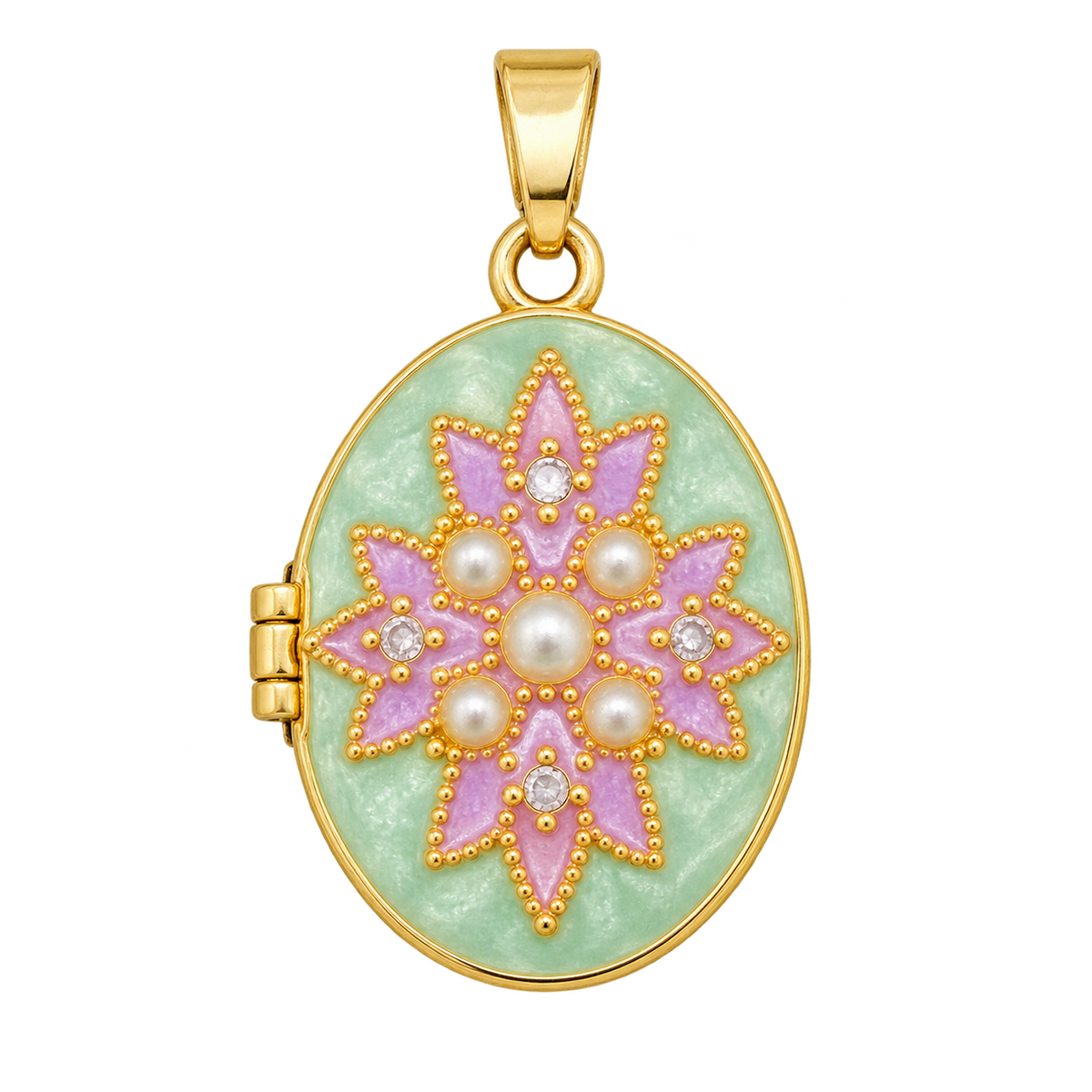 Oval Locket Charm - Lavender & Pistachio