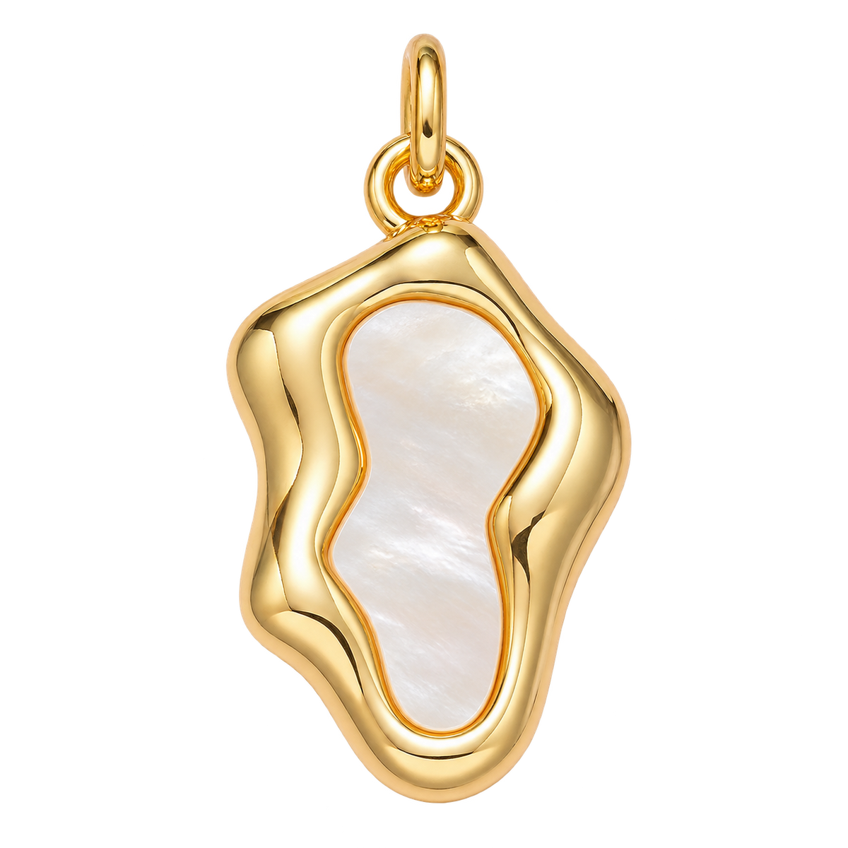 Shell Pearl Molten Abstract Bezel Charm
