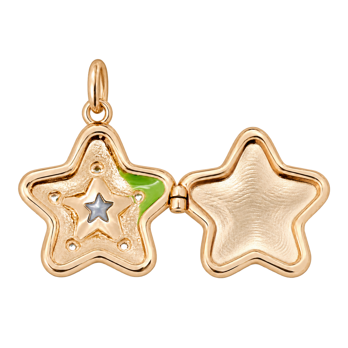 Enamel Green Star Locket Charm
