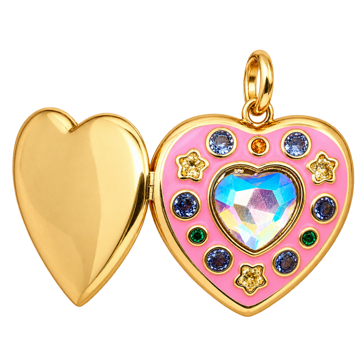 Enamel Pink Heart Locket Charm