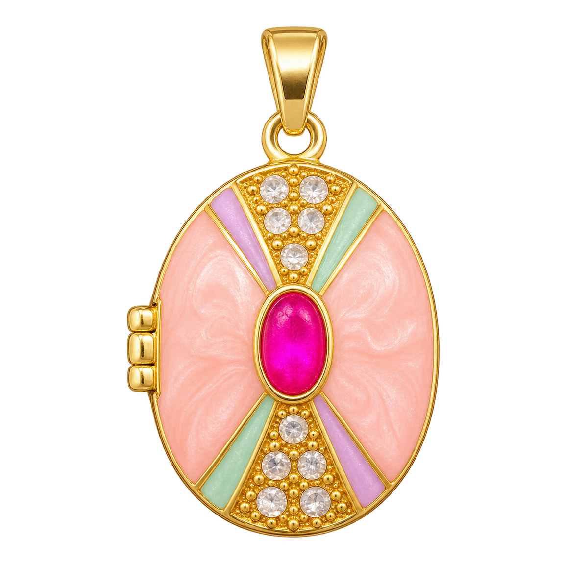 Oval Locket Charm - Pink