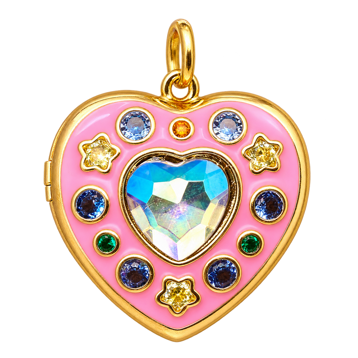 Enamel Pink Heart Locket Charm